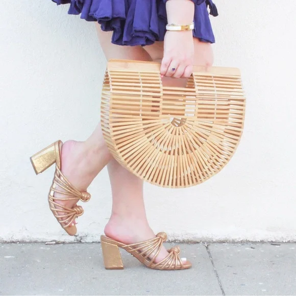 Cecelia New York Chunky Gold Sandal Mules - Picture 2 of 15